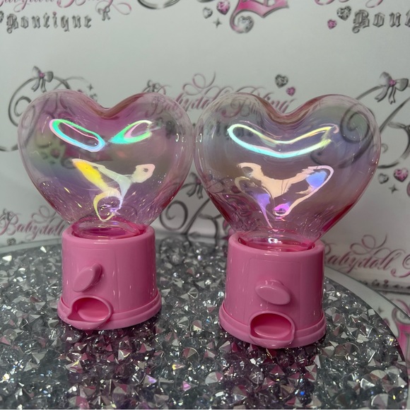 heart shaped candy/pill dispensers holographic pink turn able storage holder y2k - Picture 13 of 17
